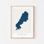 mullet lake michigan map poster – minimalist lake wall art - image 1