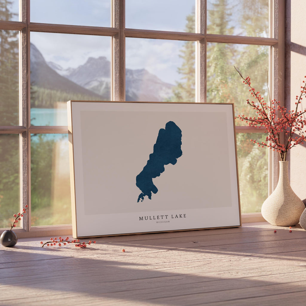 mullet lake michigan map poster – minimalist lake wall art - image 4
