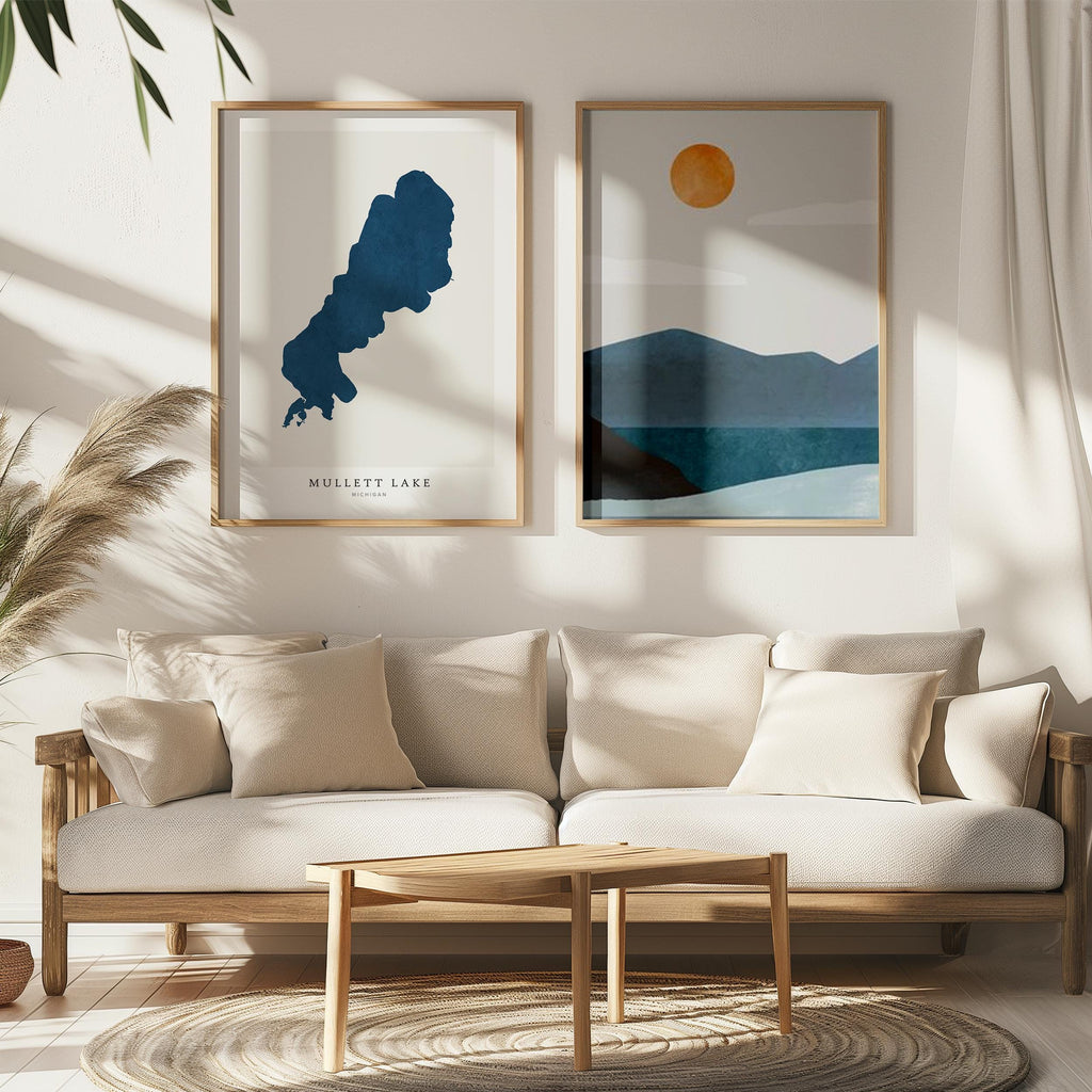mullet lake michigan map poster – minimalist lake wall art - image 7