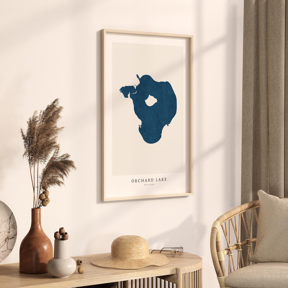 orchard lake michigan map poster – minimalist lake wall art - image 3