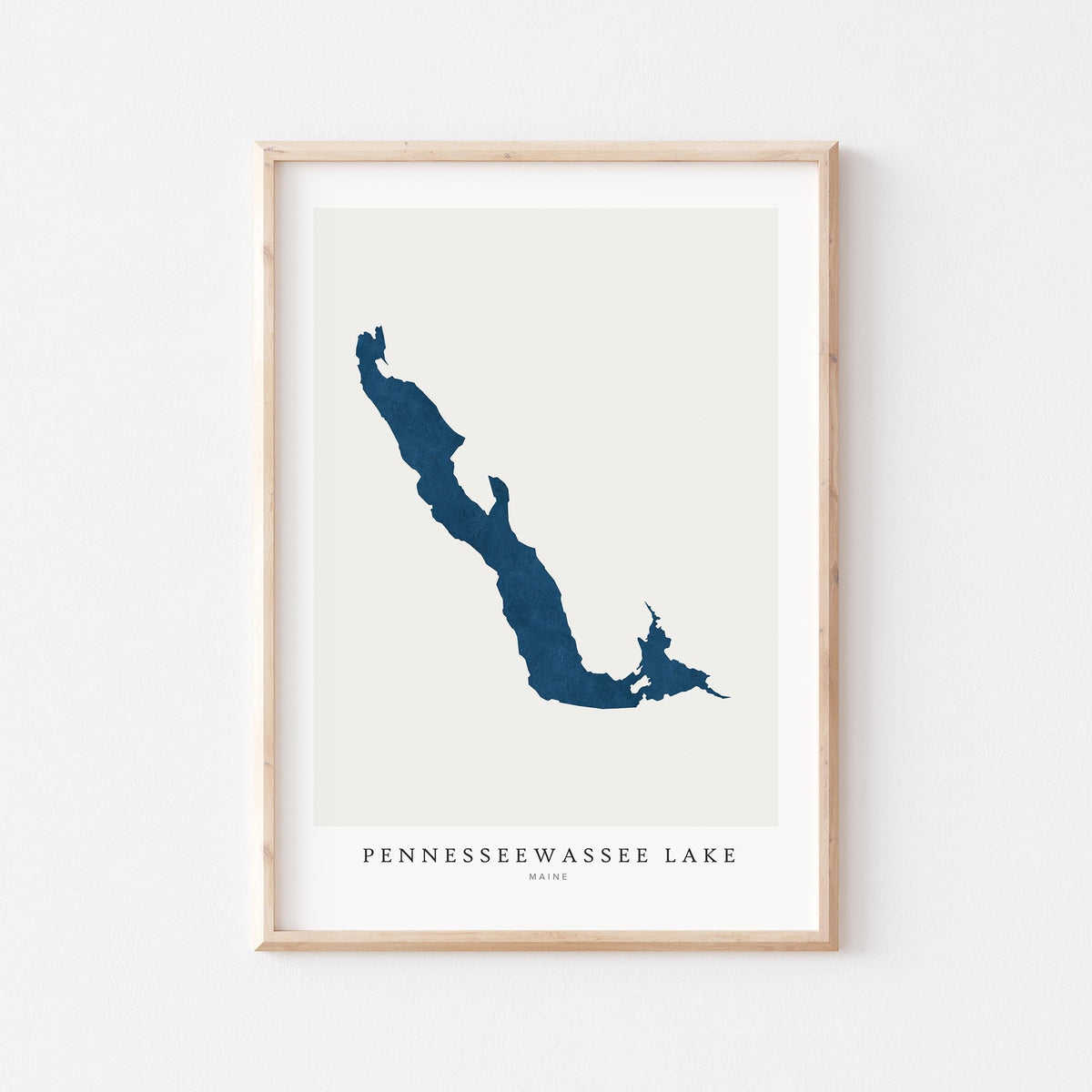pennesseewassee lake maine map poster – minimalist lake wall art - image 1