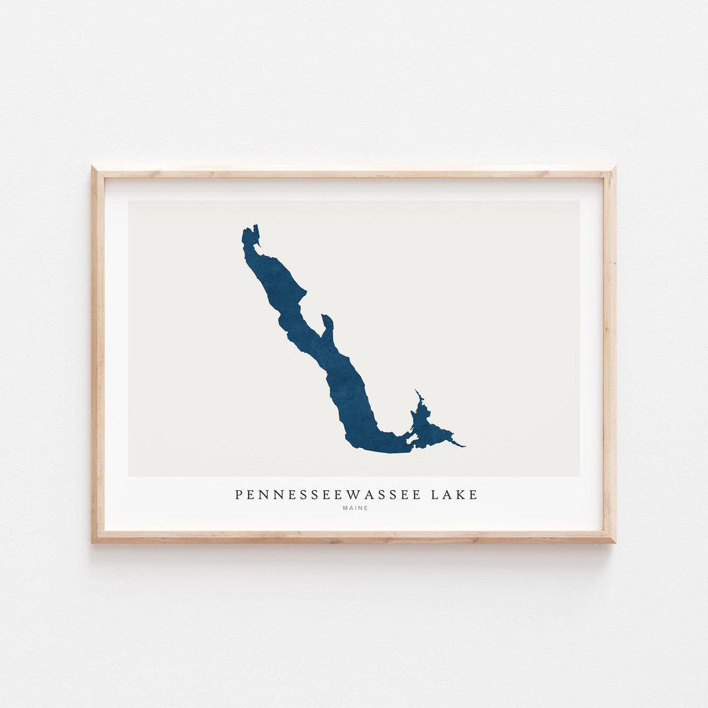 pennesseewassee lake maine map poster – minimalist lake wall art - image 2