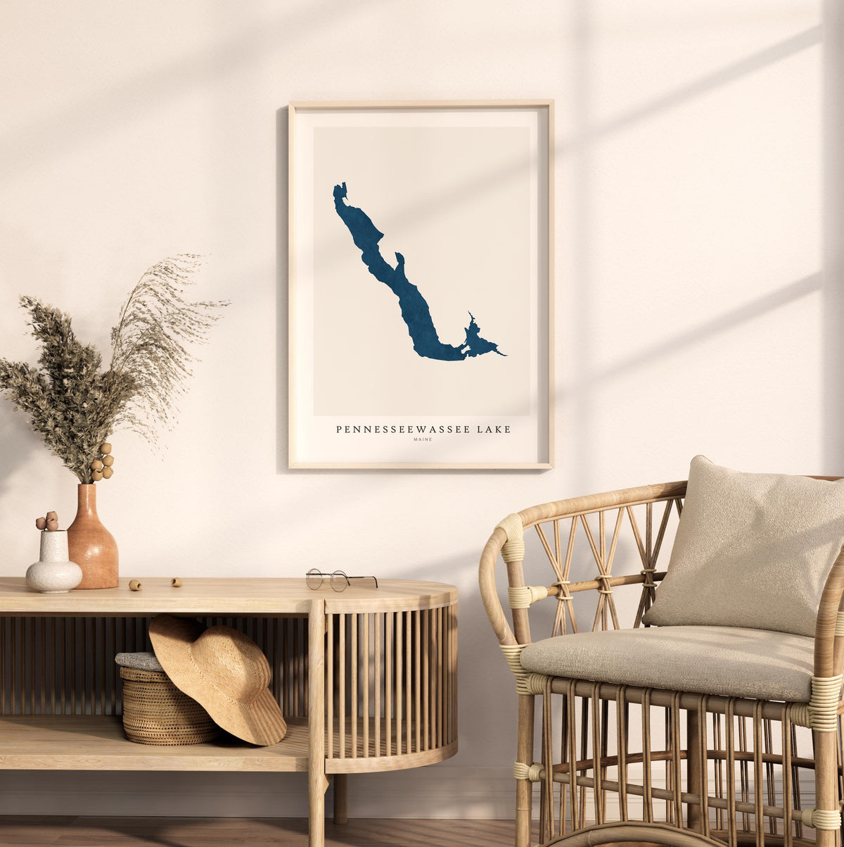 pennesseewassee lake maine map poster – minimalist lake wall art - image 5