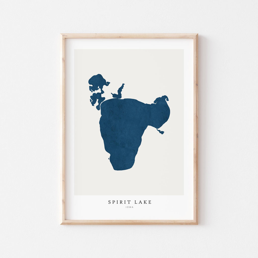 spirit lake iowa map poster – minimalist lake wall art - image 1