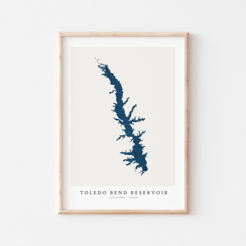 toledo bend reservoir louisiana map poster – minimalist lake wall art - image 1