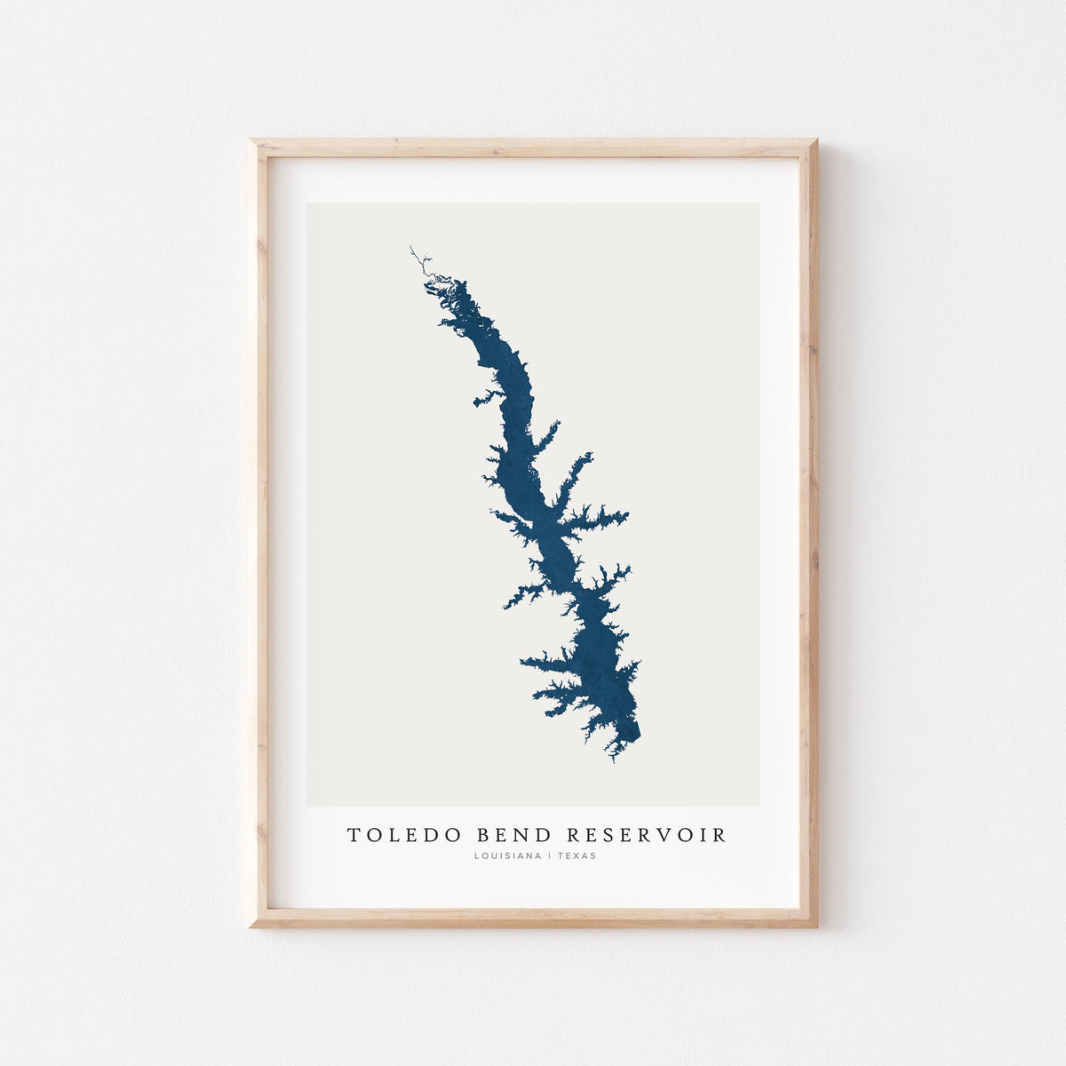 toledo bend reservoir louisiana map poster – minimalist lake wall art - image 1
