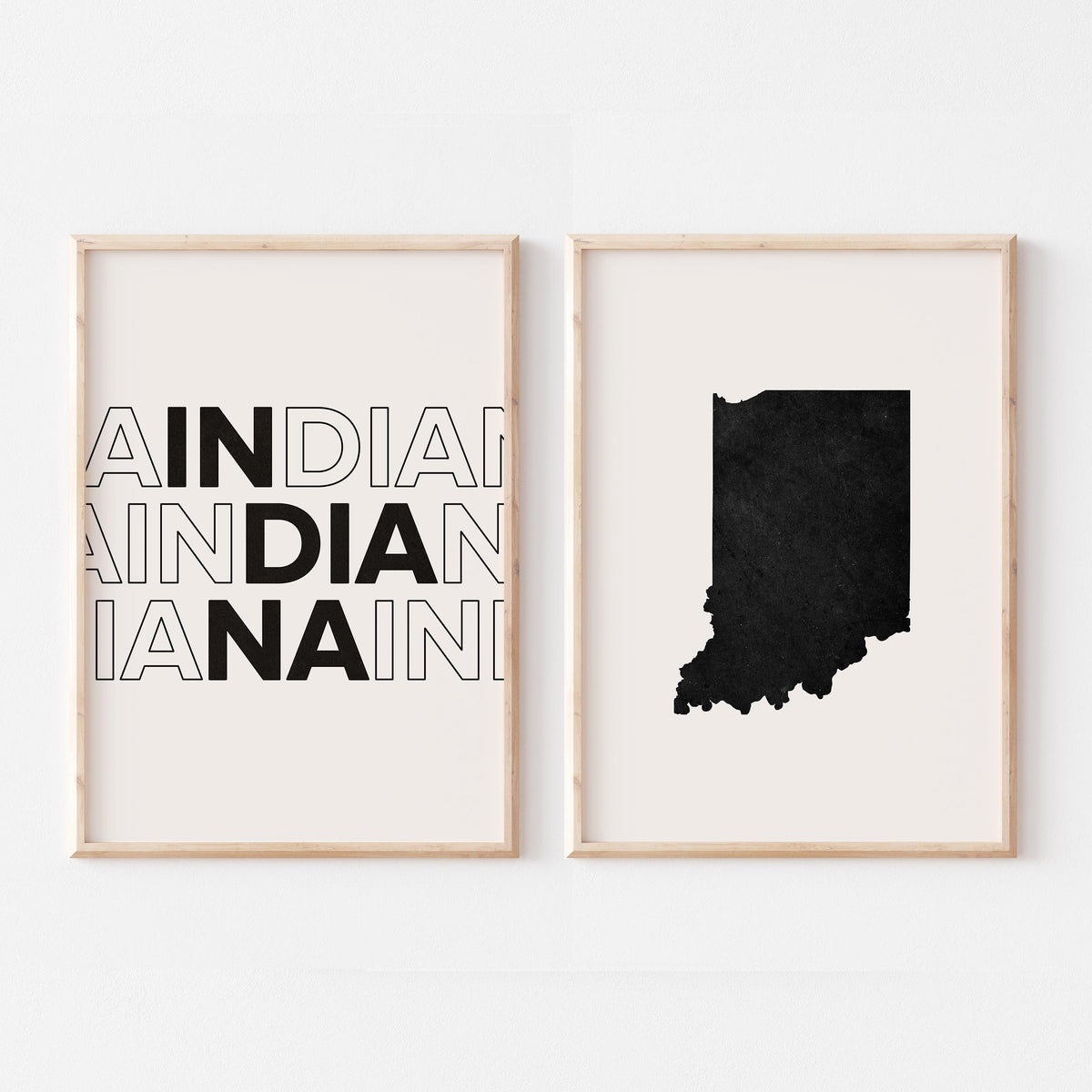 indiana map and typography wall art set - image 5