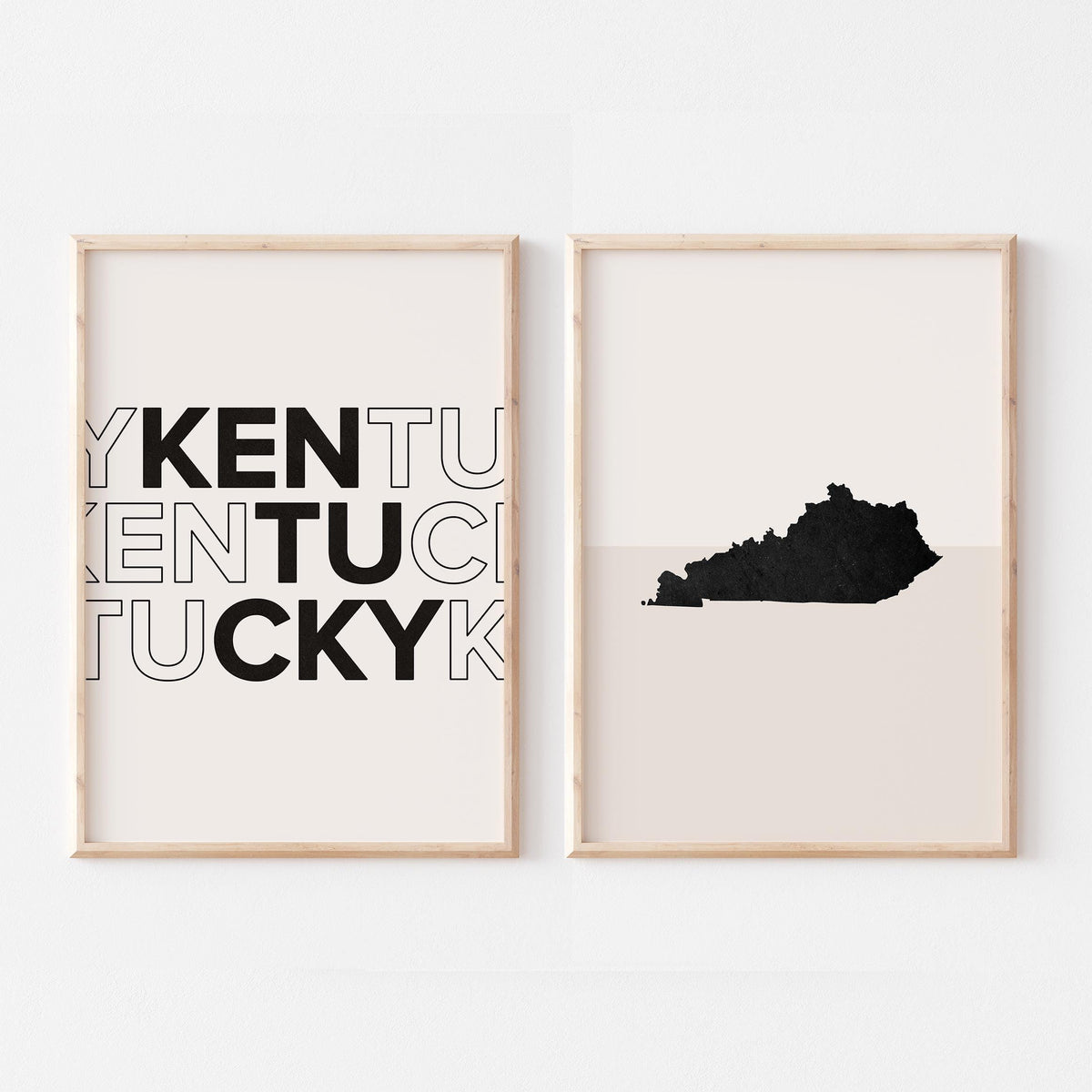 kentucky map and typography wall art set - image 1