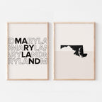 maryland map and typography wall art set - image 1