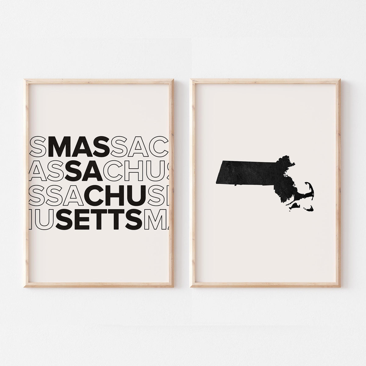 massachusetts map and typography wall art set - image 5