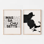 massachusetts map and typography wall art set - image 3