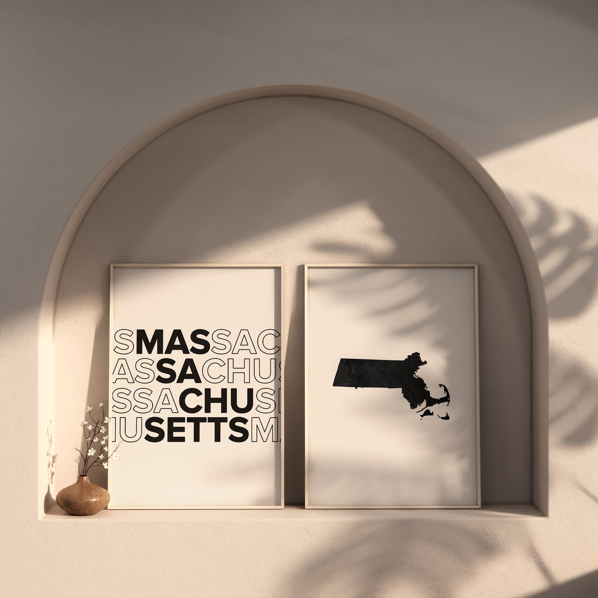 massachusetts map and typography wall art set - image 6