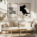 massachusetts map and typography wall art set - image 4