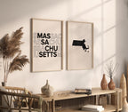massachusetts map and typography wall art set - image 2