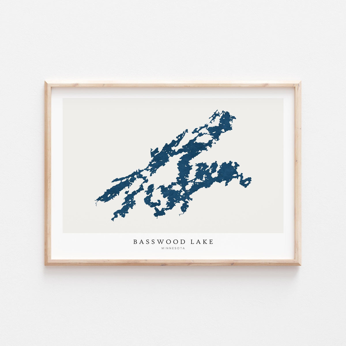 basswood lake minnesota map poster – minimalist lake wall art - image 1