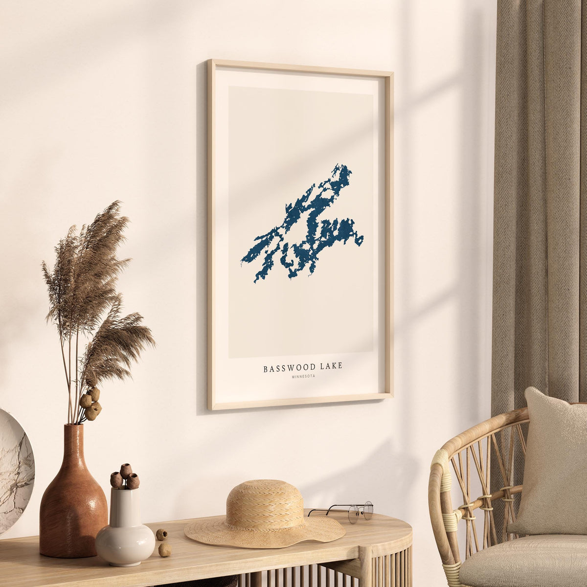 basswood lake minnesota map poster – minimalist lake wall art - image 3