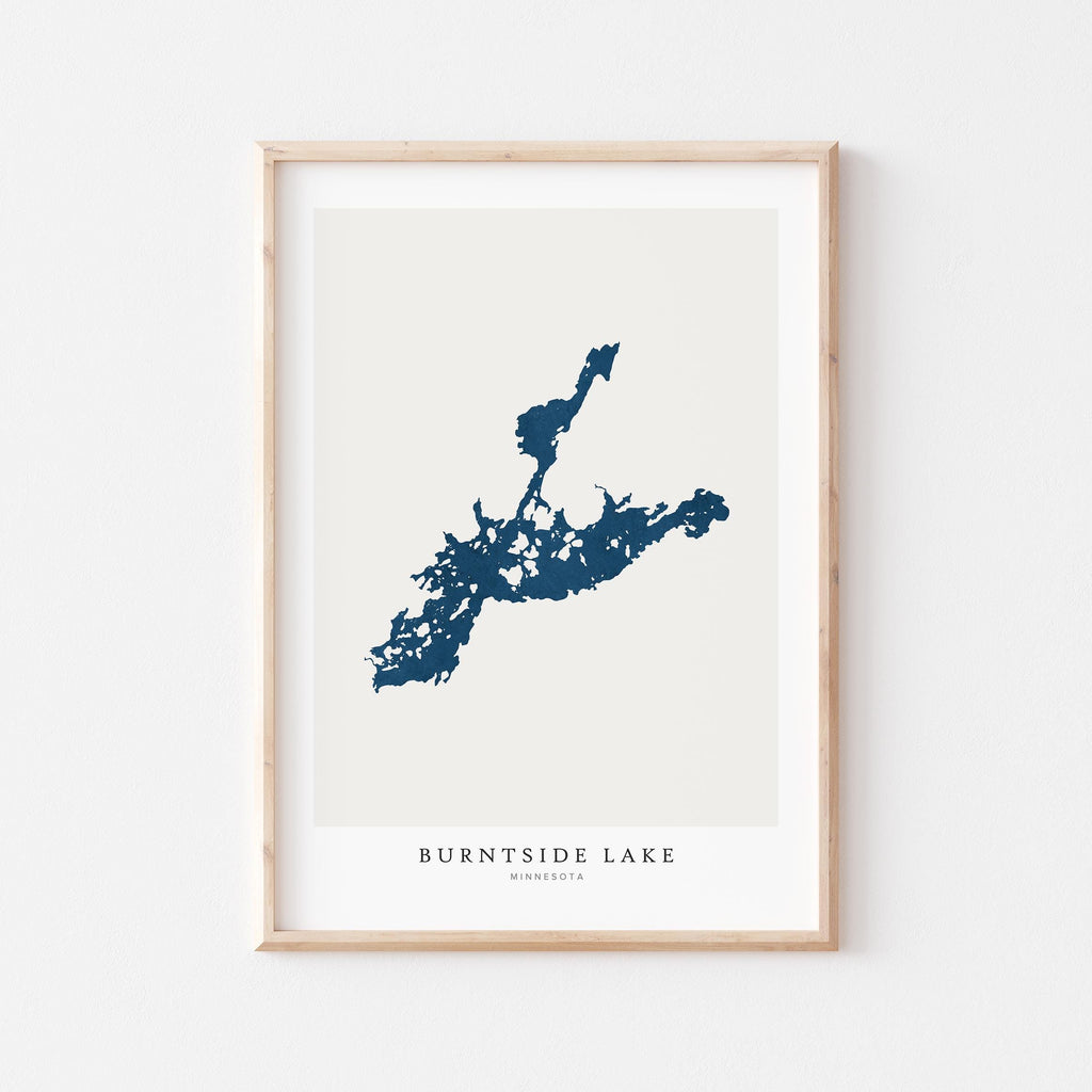 burntside lake minnesota map poster – minimalist lake wall art - image 1