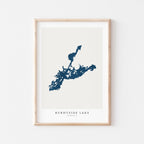 burntside lake minnesota map poster – minimalist lake wall art - image 1