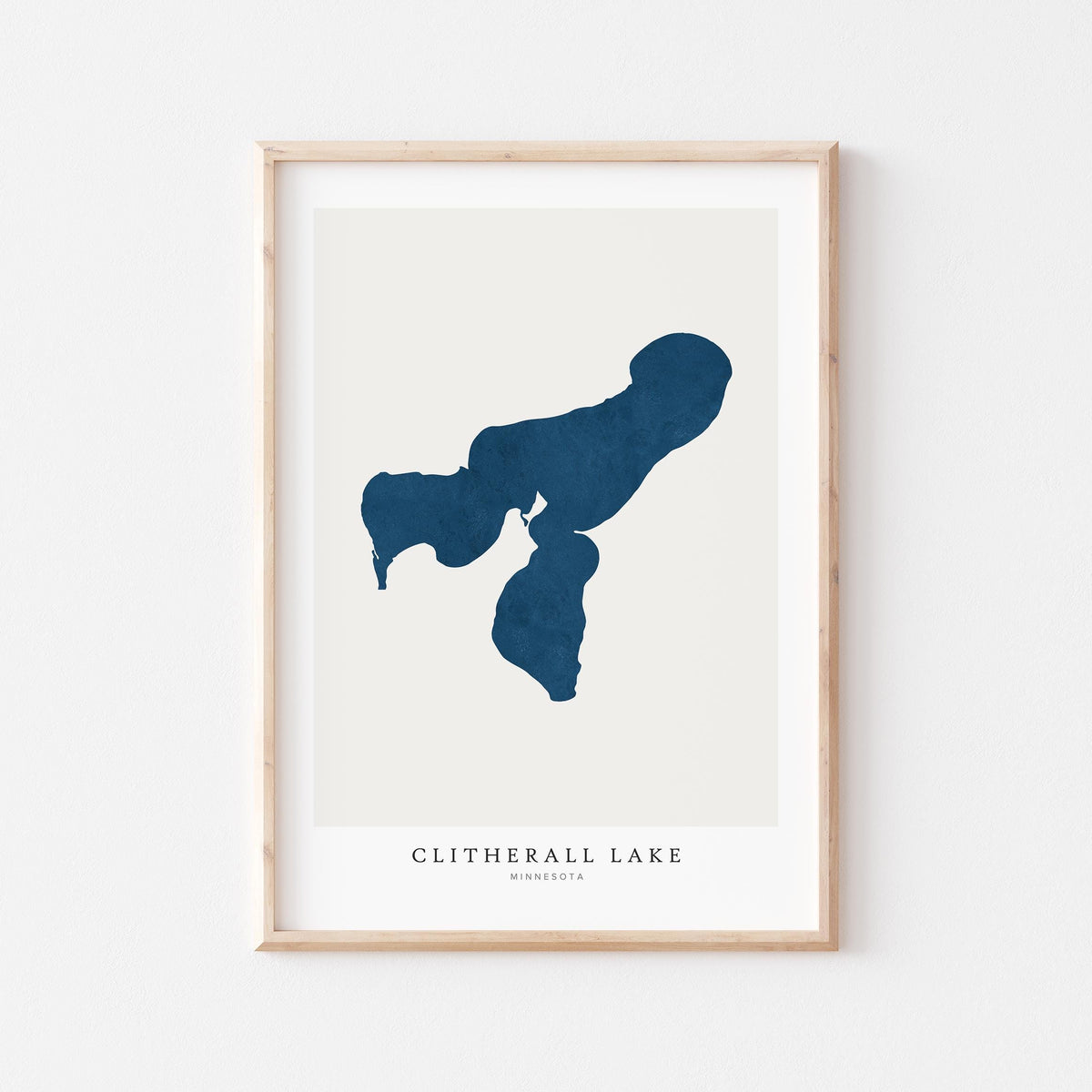 clitherall lake minnesota map poster – minimalist lake wall art - image 1
