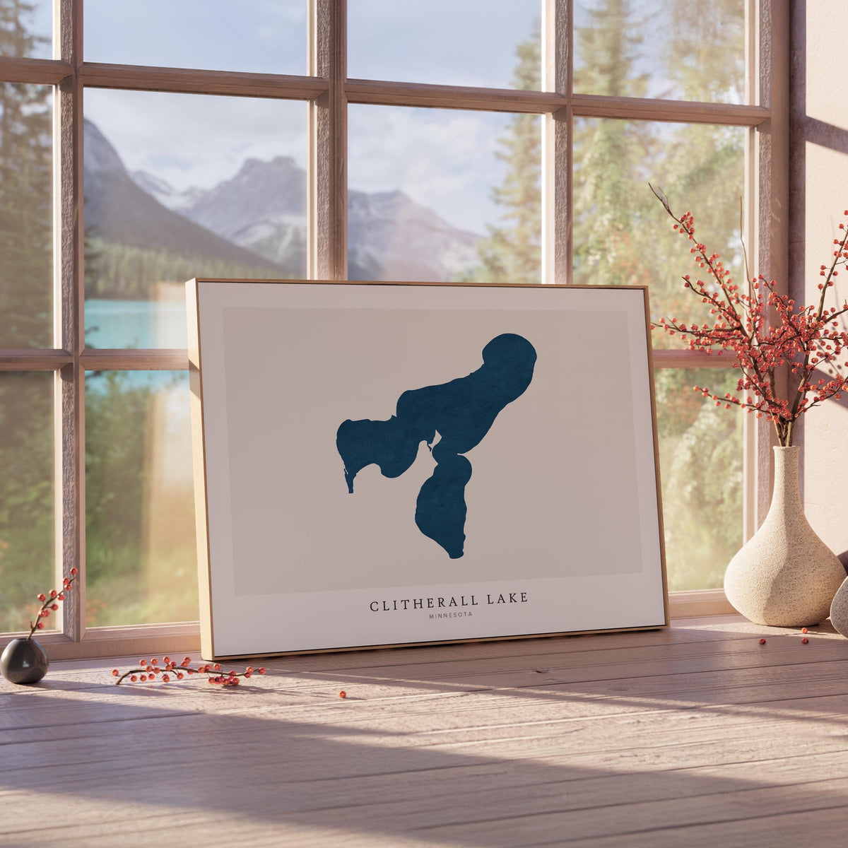 clitherall lake minnesota map poster – minimalist lake wall art - image 4