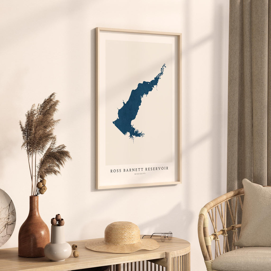 ross barnett mississippi map poster – minimalist lake wall art - image 3