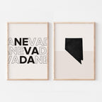 nevada map and typography wall art set - image 1