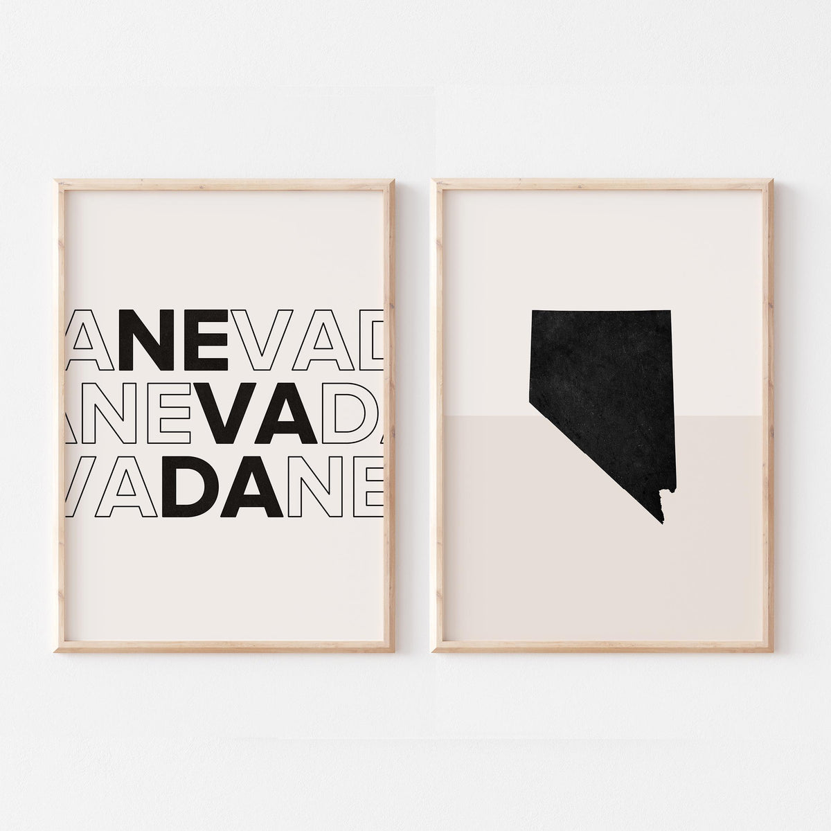 nevada map and typography wall art set - image 1