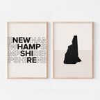 new hampshire map and typography wall art set - image 1