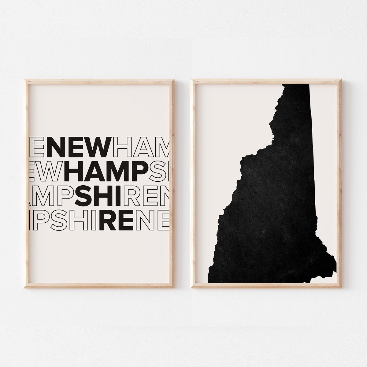 new hampshire map and typography wall art set - image 3