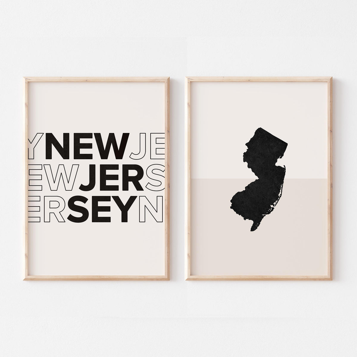 new jersey map and typography wall art set - image 1