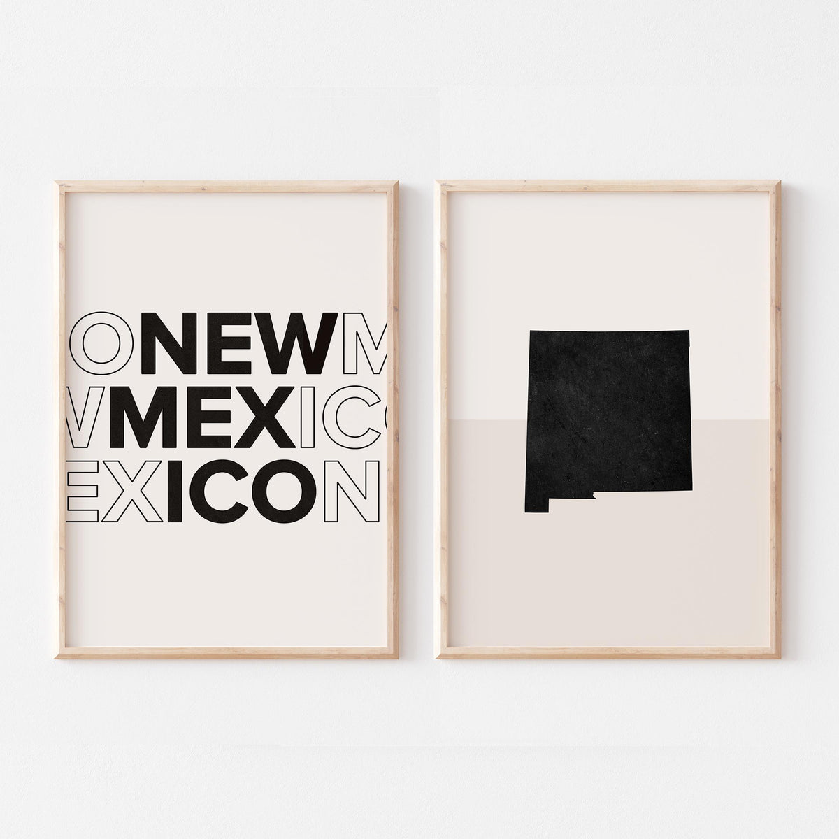 new mexico map and typography wall art set - image 1