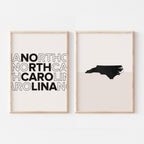 north carolina map and typography wall art set - image 1