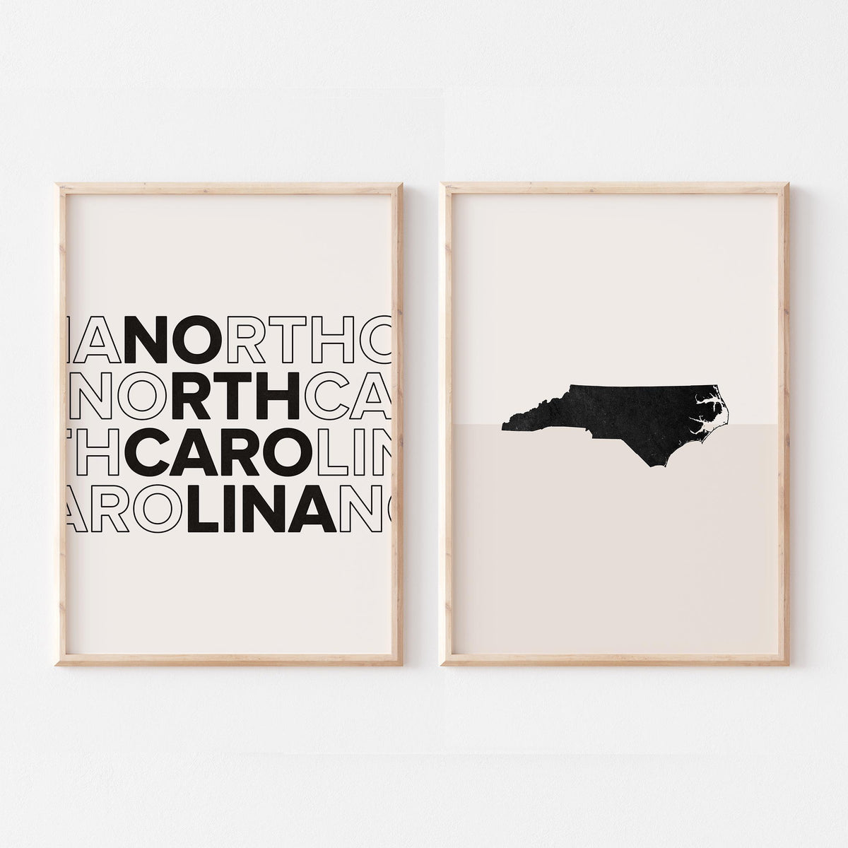 north carolina map and typography wall art set - image 1