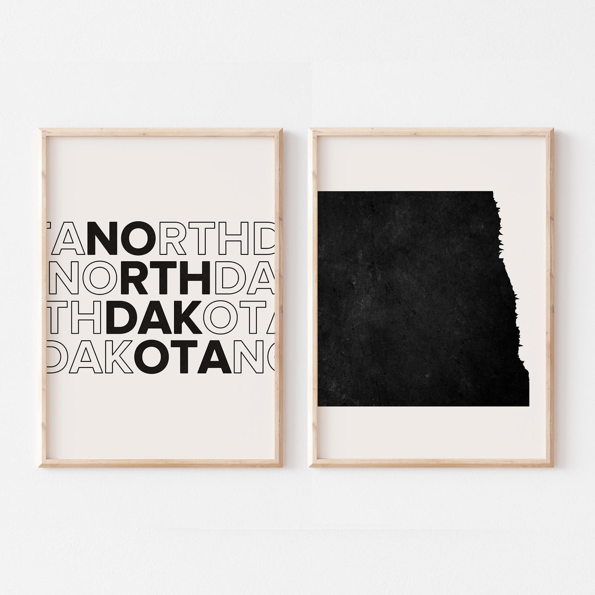 north dakota map and typography wall art set - image 3