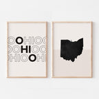 ohio map and typography wall art set - image 1