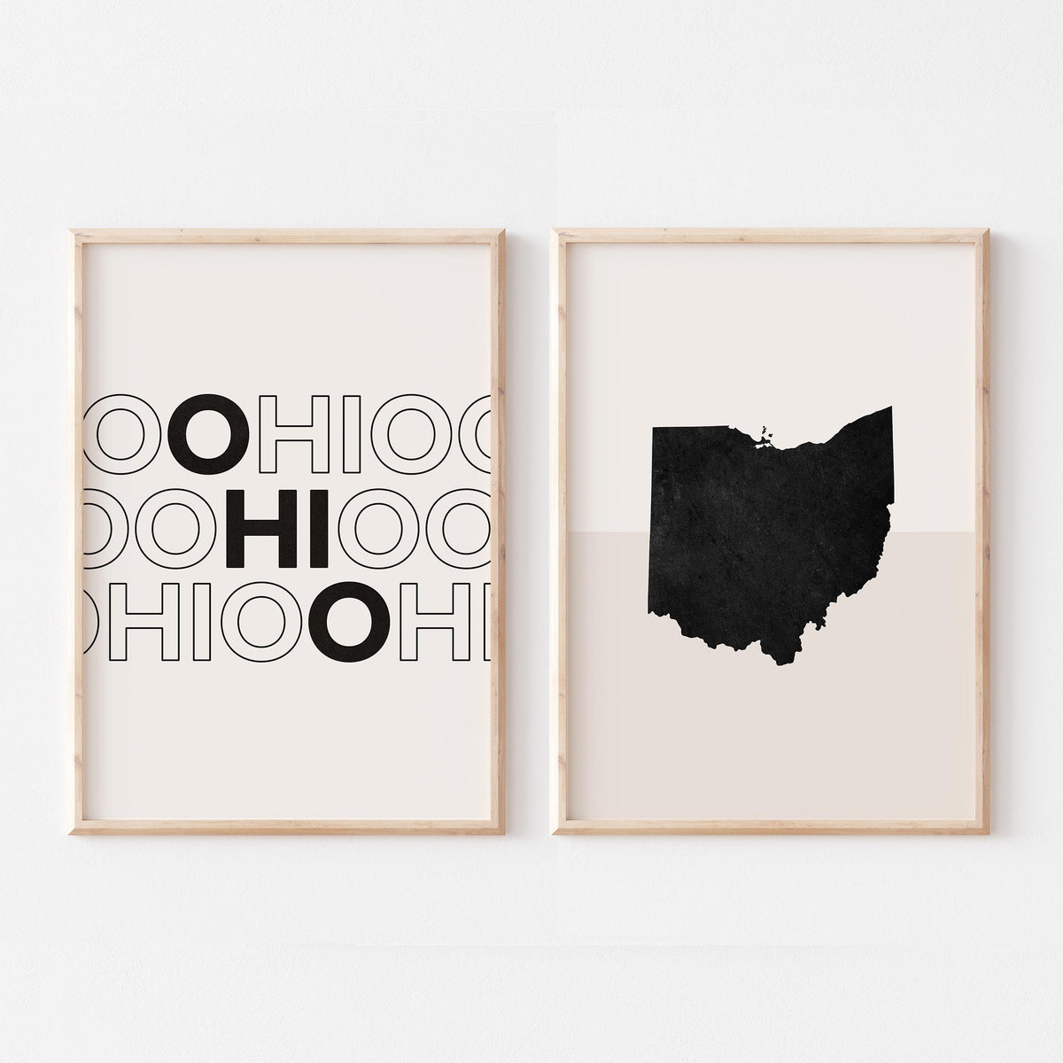 ohio map and typography wall art set - image 1
