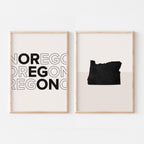 oregon map and typography wall art set - image 1