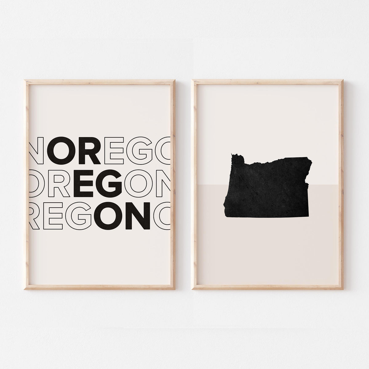oregon map and typography wall art set - image 1