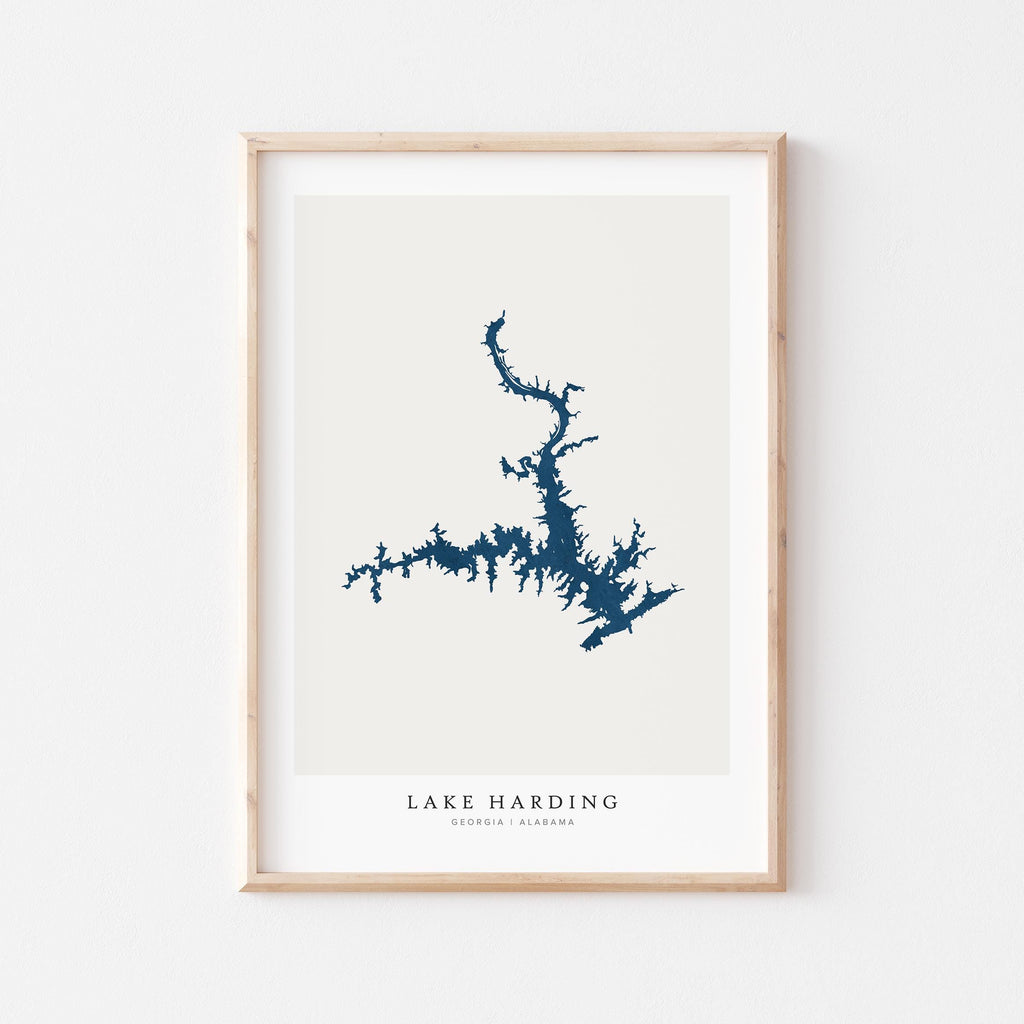 lake harding alabama map poster – minimalist lake wall art - image 1