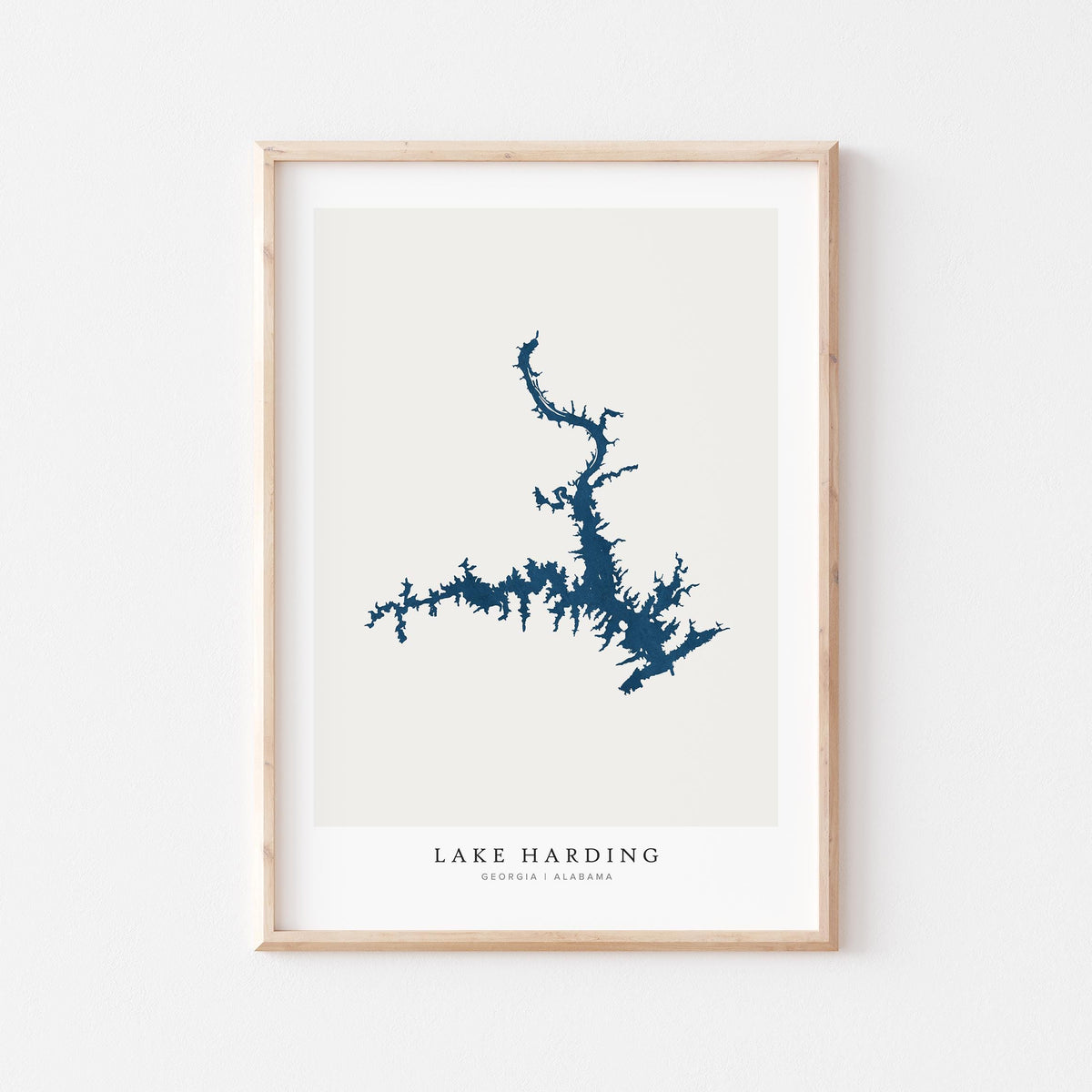 lake harding alabama map poster – minimalist lake wall art - image 1