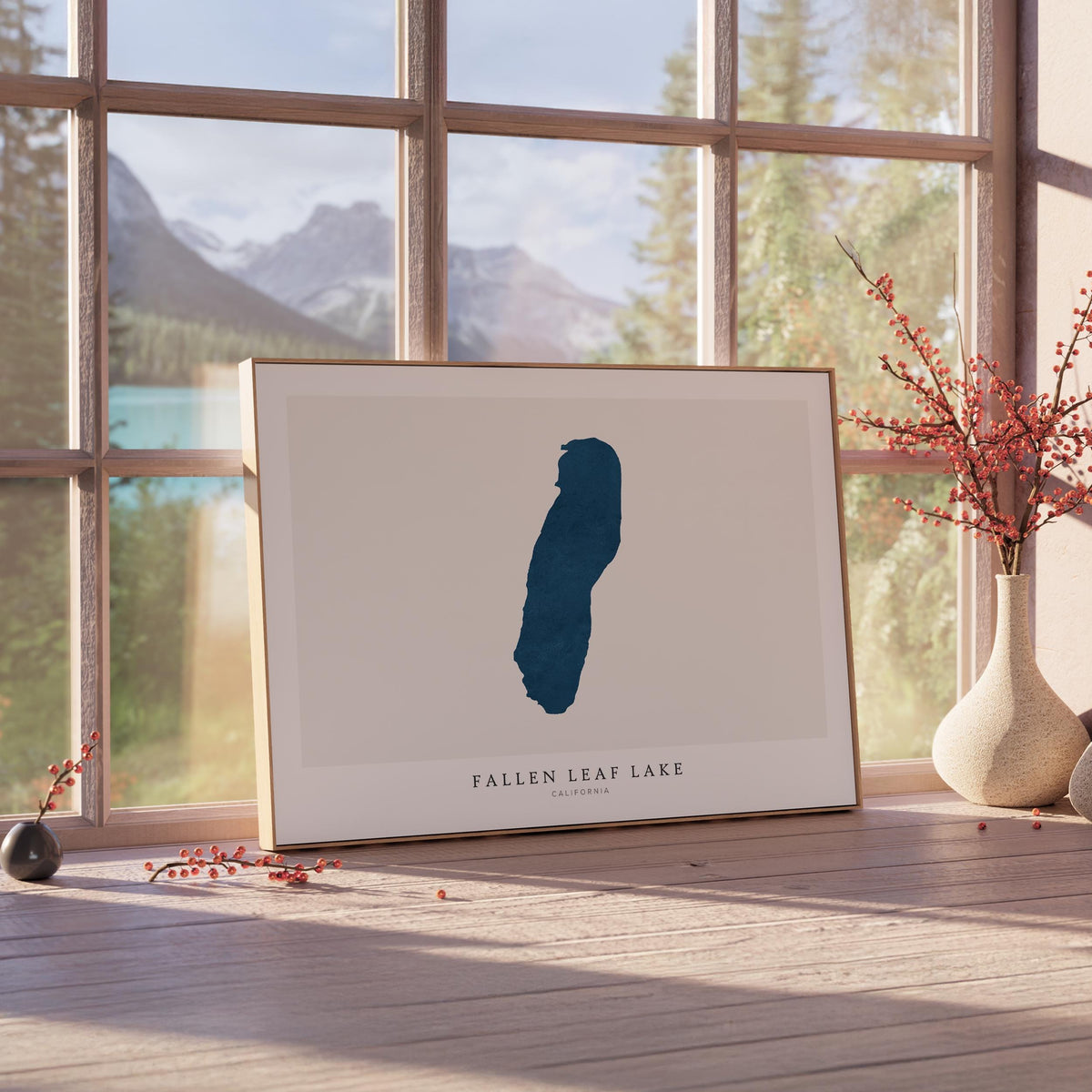 fallen leaf lake california map poster – minimalist lake wall art - image 4