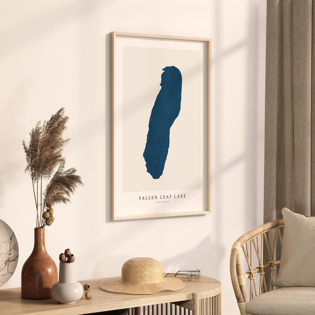 fallen leaf lake california map poster – minimalist lake wall art - image 3
