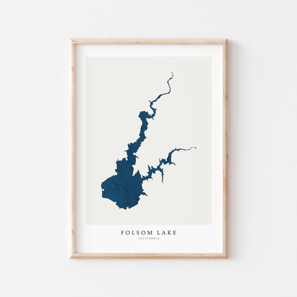 folsom lake california map poster – minimalist lake wall art - image 1