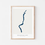 okanagan lake british columbia map poster – minimalist lake wall art - image 1