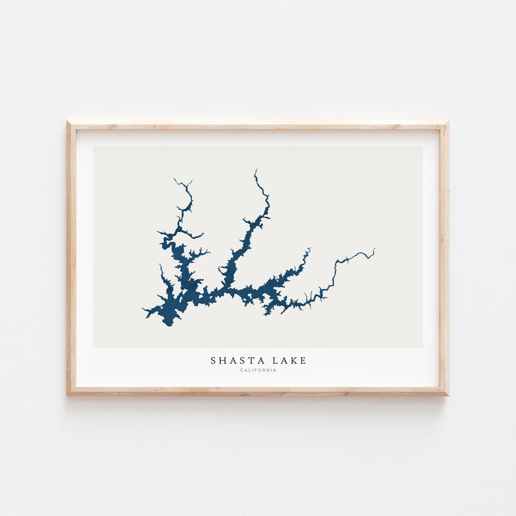 shasta lake california map poster – minimalist lake wall art - image 1