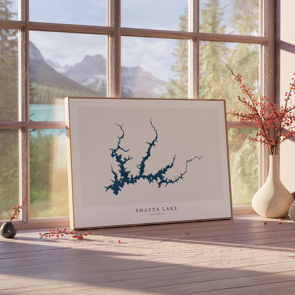 shasta lake california map poster – minimalist lake wall art - image 4