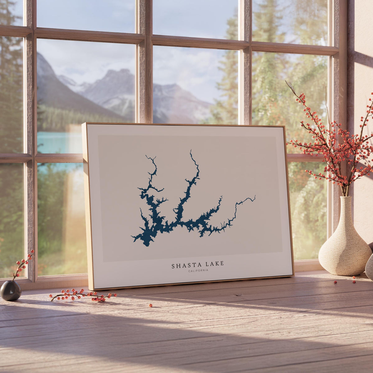 shasta lake california map poster – minimalist lake wall art - image 4