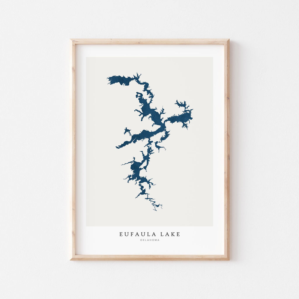 eufaula lake oklahoma map poster – minimalist lake wall art - image 1