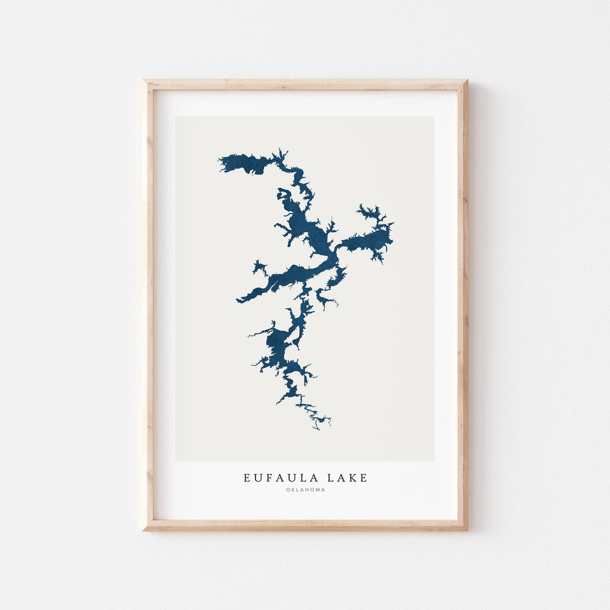 eufaula lake oklahoma map poster – minimalist lake wall art - image 1