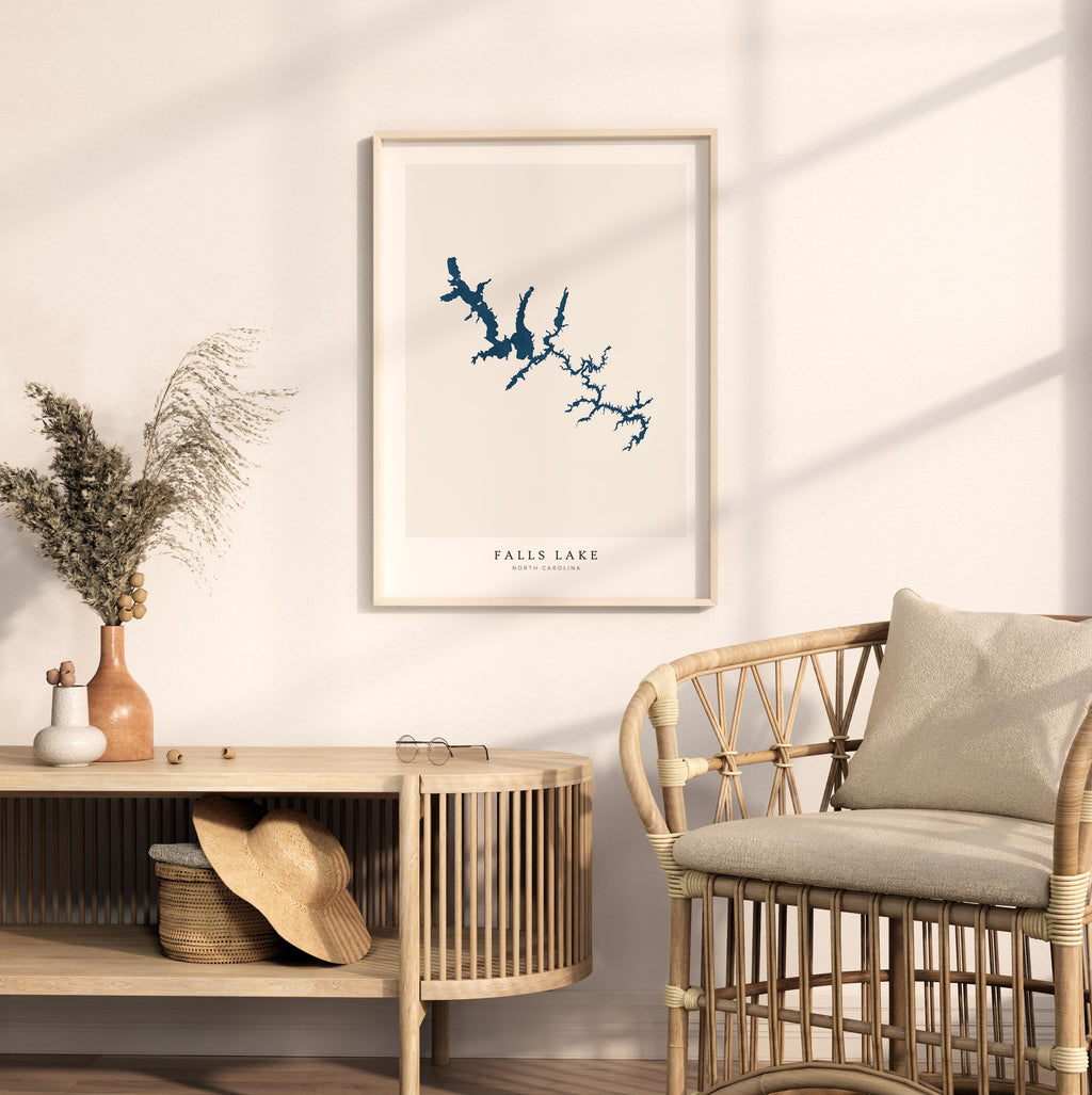 falls lake north carolina map poster – minimalist lake wall art - image 5